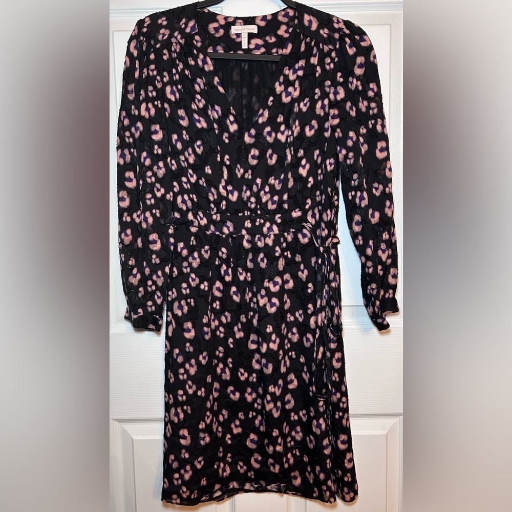 REBECCA TAYLOR Belted Silk Blend Floral Jacquard Dress- Copper Combo/ Size 6 - Picture 3 of 8